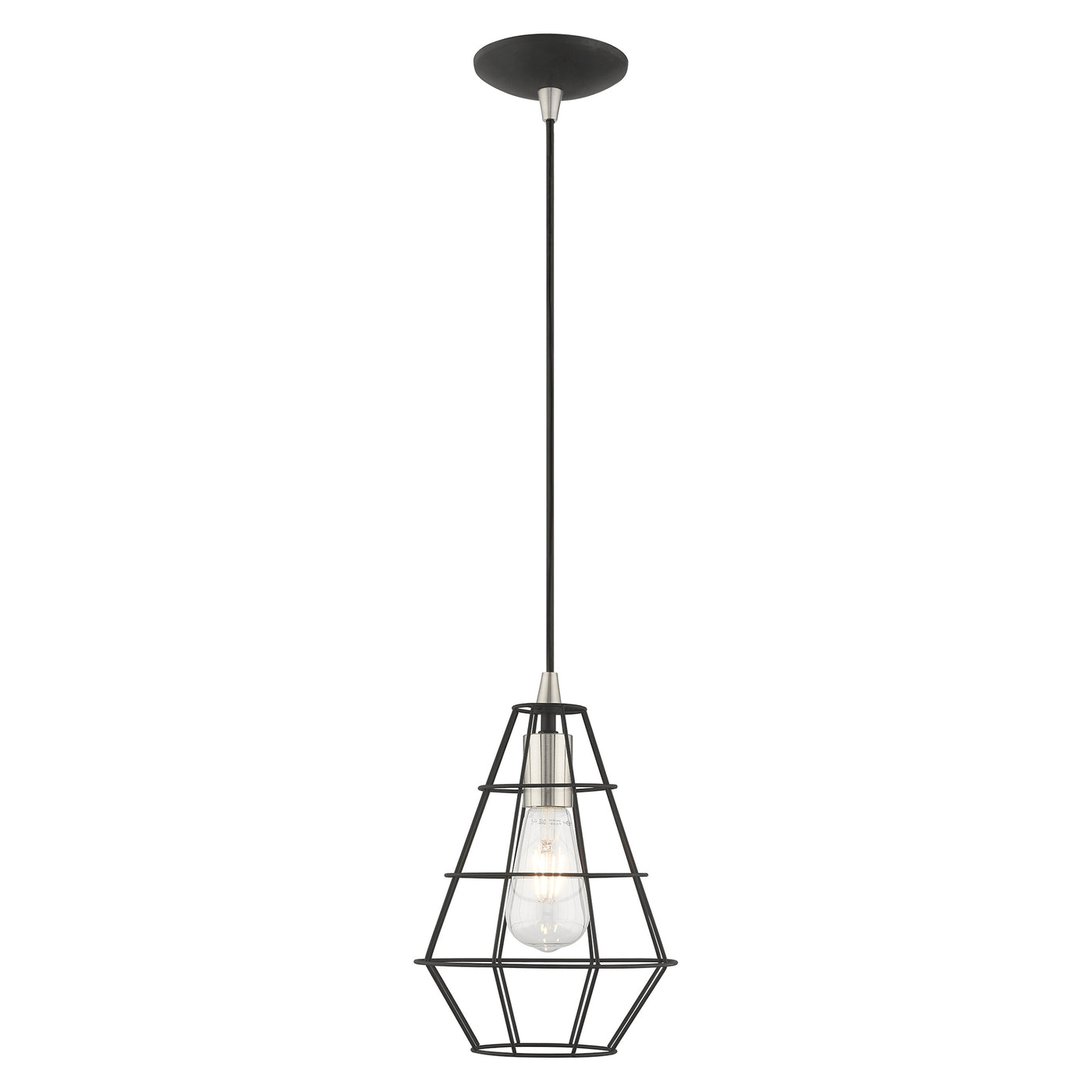 1 Light Black Single Pendant Pendant Livex