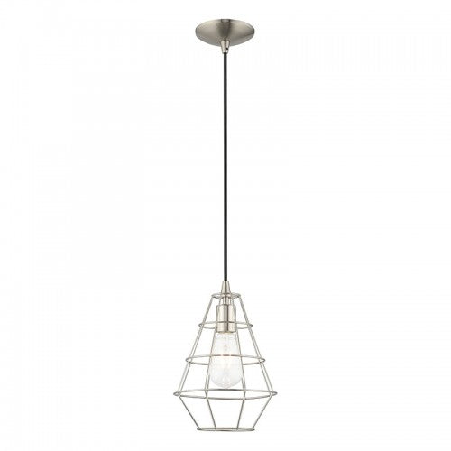 1 Light Brushed Nickel Single Pendant Pendant Livex