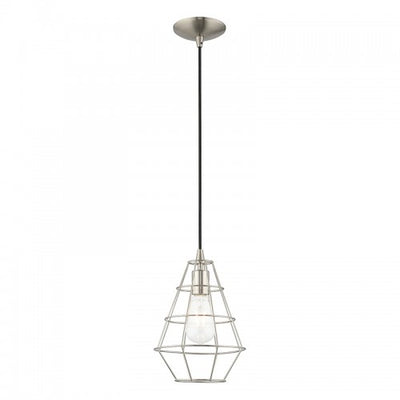 1 Light Brushed Nickel Single Pendant Pendant Livex