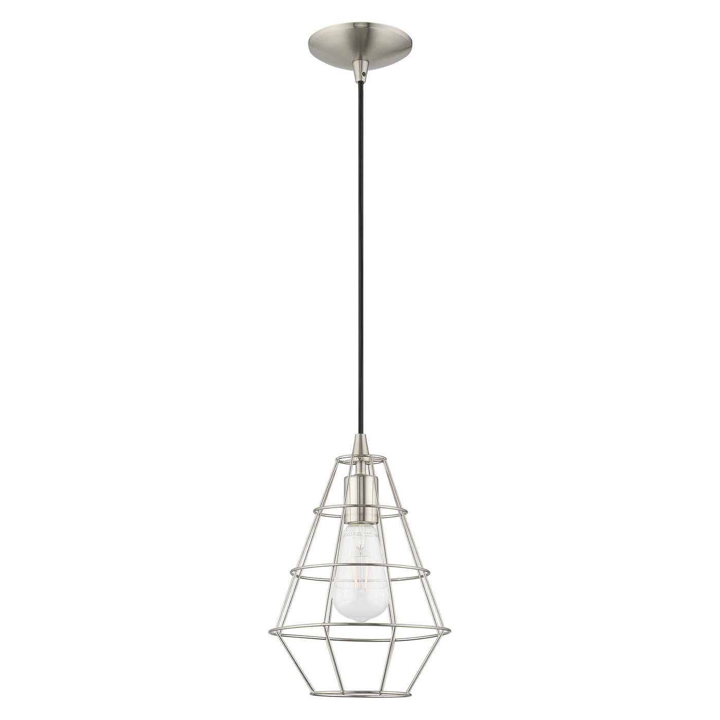 1 Light Brushed Nickel Single Pendant Pendant Livex