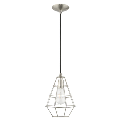 1 Light Brushed Nickel Single Pendant Pendant Livex