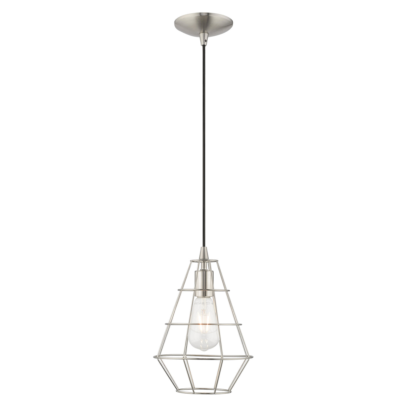 1 Light Brushed Nickel Single Pendant Pendant Livex