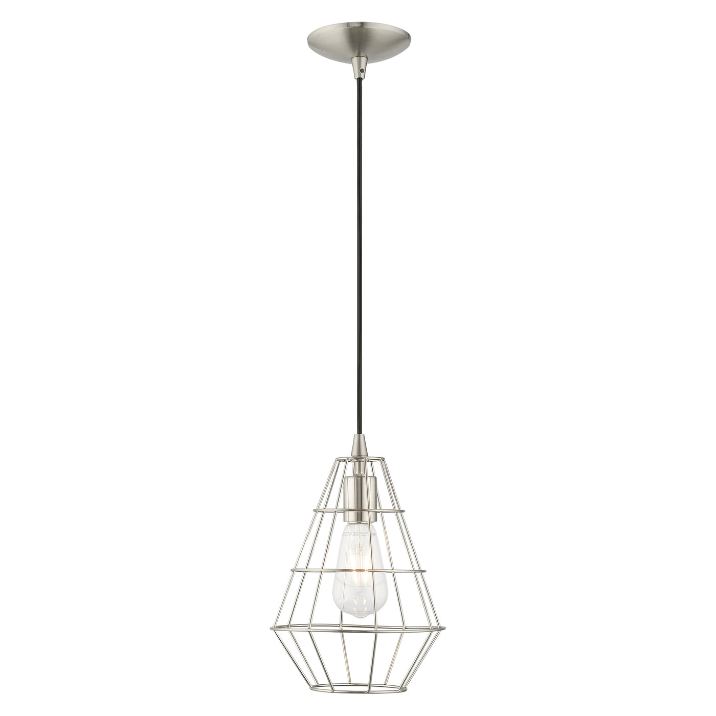 1 Light Brushed Nickel Single Pendant Pendant Livex