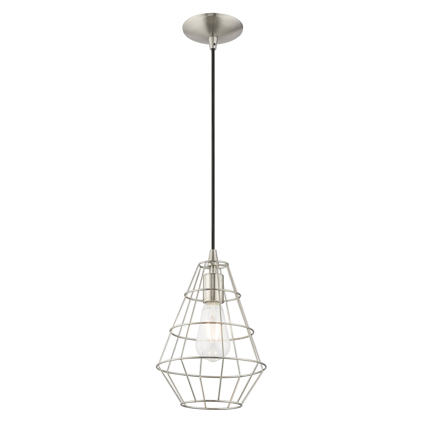 1 Light Brushed Nickel Single Pendant Pendant Livex