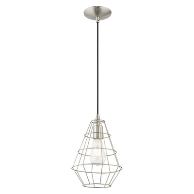 1 Light Brushed Nickel Single Pendant Pendant Livex