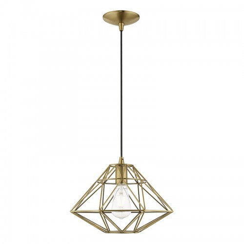 1 Light Antique Brass Single Pendant Pendant Livex