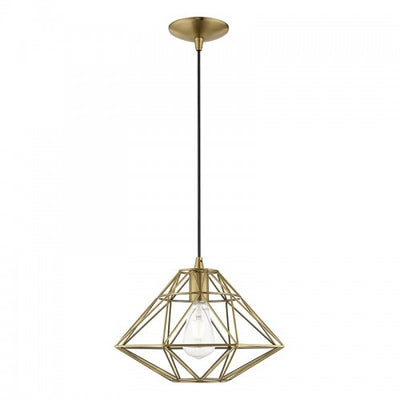 1 Light Antique Brass Single Pendant Pendant Livex