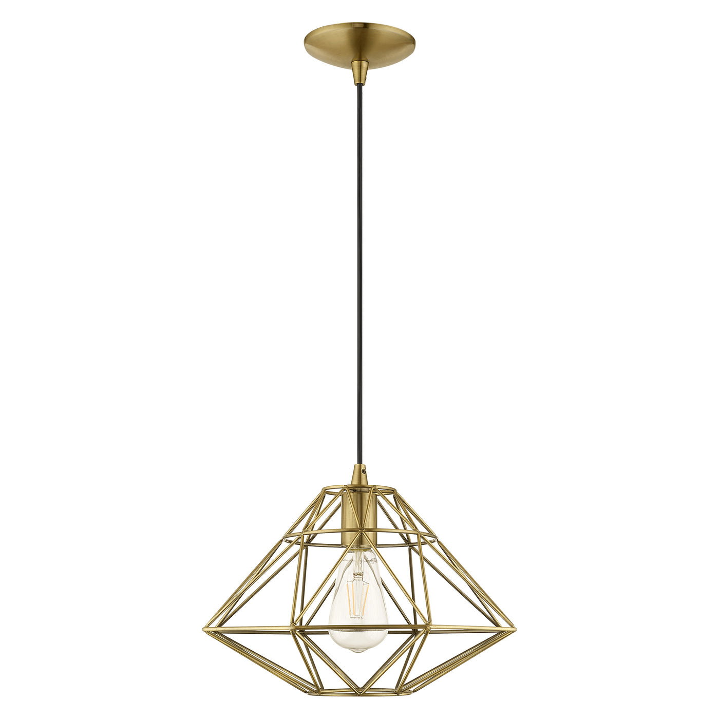 1 Light Antique Brass Single Pendant Pendant Livex