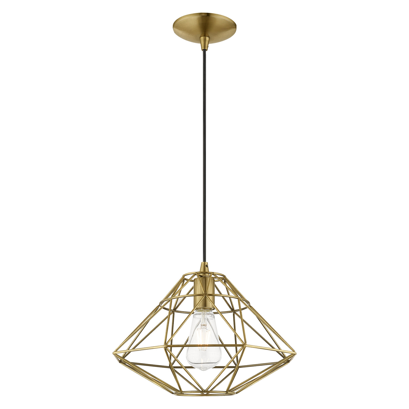 1 Light Antique Brass Single Pendant Pendant Livex