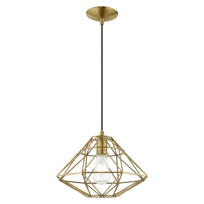 1 Light Antique Brass Single Pendant Pendant Livex