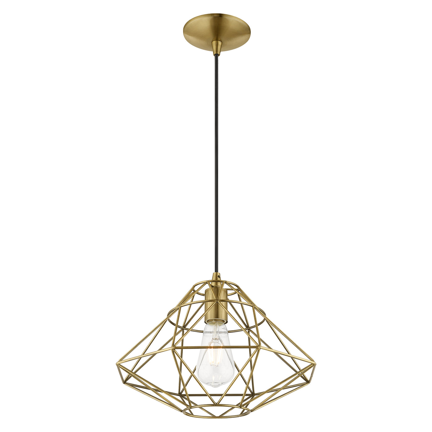 1 Light Antique Brass Single Pendant Pendant Livex