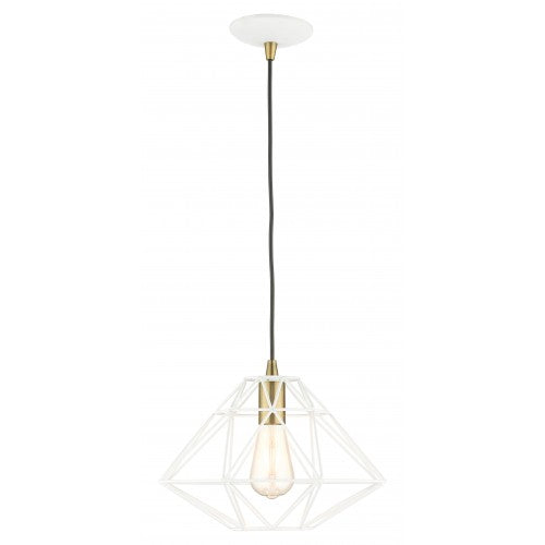 1 Light White Pendant Pendant Livex