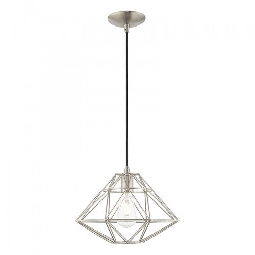 1 Light Brushed Nickel Single Pendant Pendant Livex