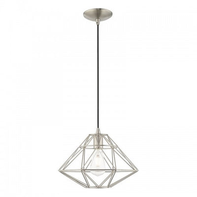 1 Light Brushed Nickel Single Pendant Pendant Livex