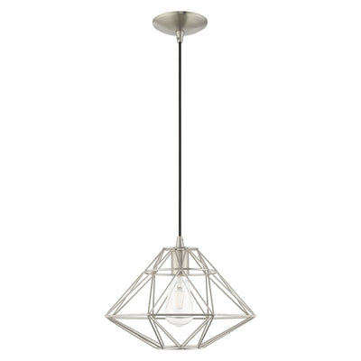 1 Light Brushed Nickel Single Pendant Pendant Livex