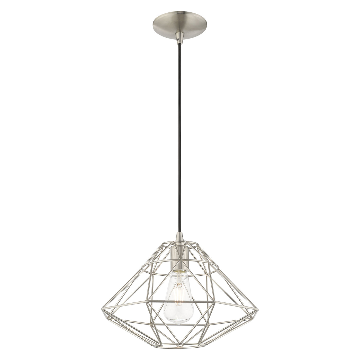 1 Light Brushed Nickel Single Pendant Pendant Livex