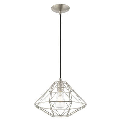 1 Light Brushed Nickel Single Pendant Pendant Livex