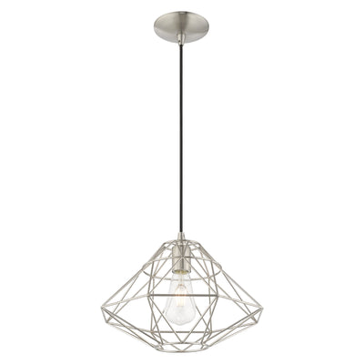 1 Light Brushed Nickel Single Pendant Pendant Livex