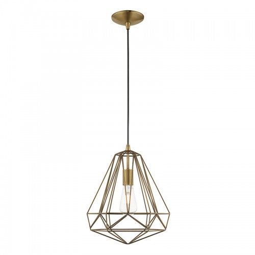 1 Light Antique Brass Single Pendant Pendant Livex