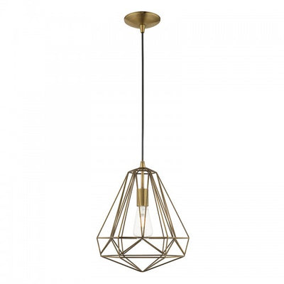 1 Light Antique Brass Single Pendant Pendant Livex