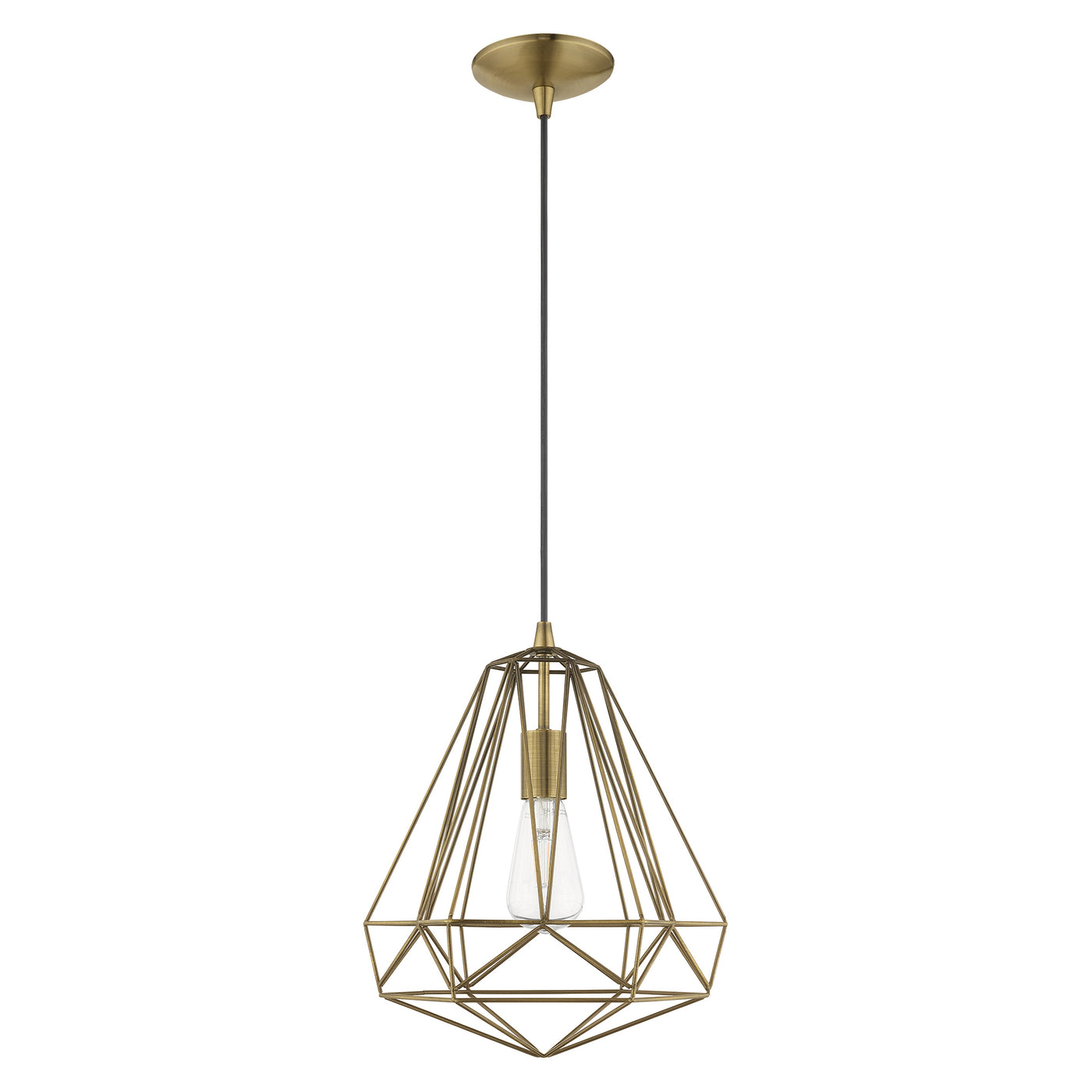 1 Light Antique Brass Single Pendant Pendant Livex