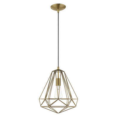 1 Light Antique Brass Single Pendant Pendant Livex