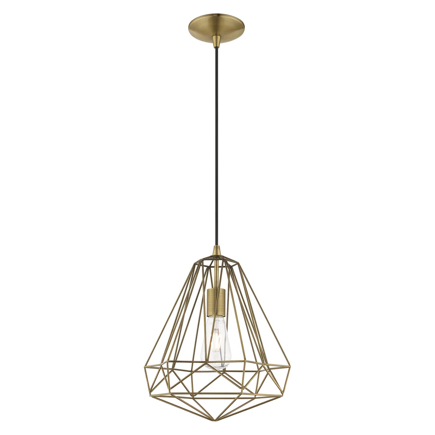 1 Light Antique Brass Single Pendant Pendant Livex