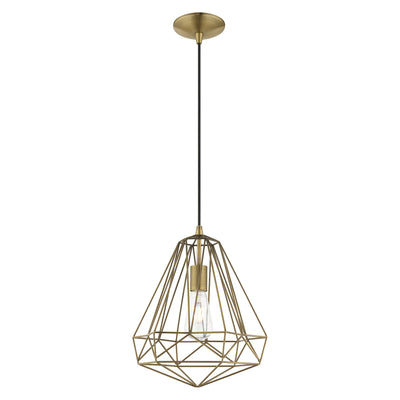 1 Light Antique Brass Single Pendant Pendant Livex