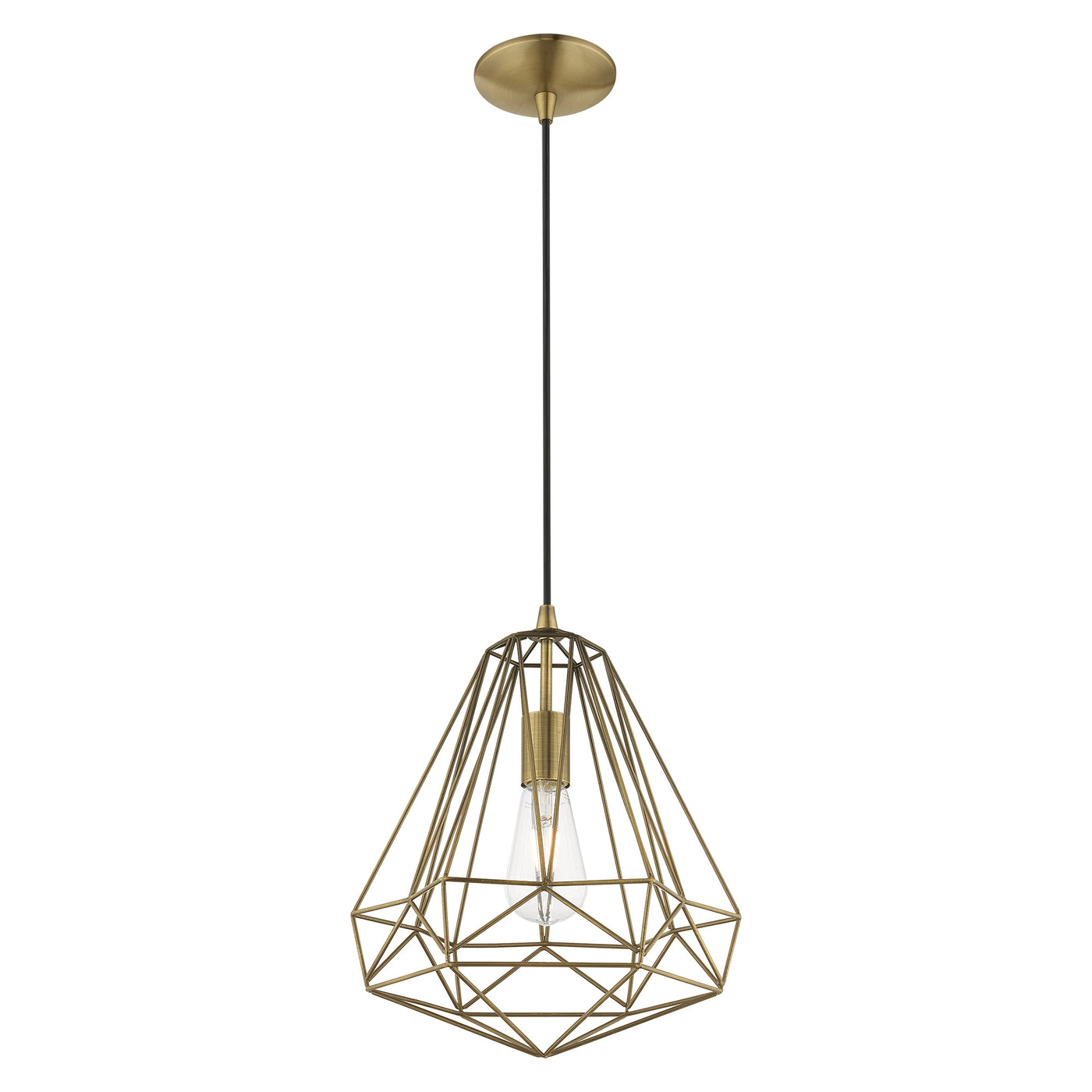 1 Light Antique Brass Single Pendant Pendant Livex