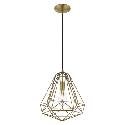 1 Light Antique Brass Single Pendant Pendant Livex