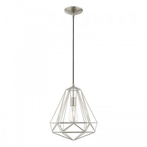 1 Light Brushed Nickel Single Pendant Pendant Livex