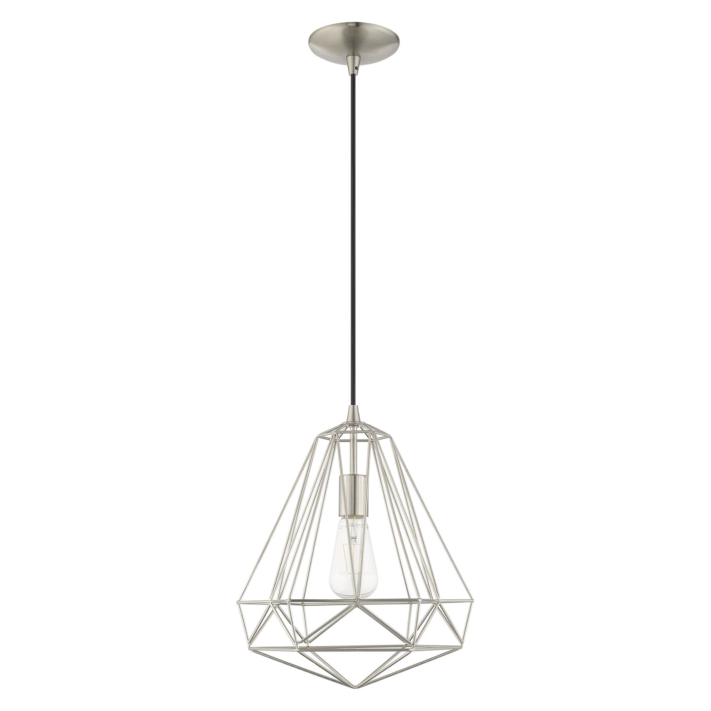 1 Light Brushed Nickel Single Pendant Pendant Livex