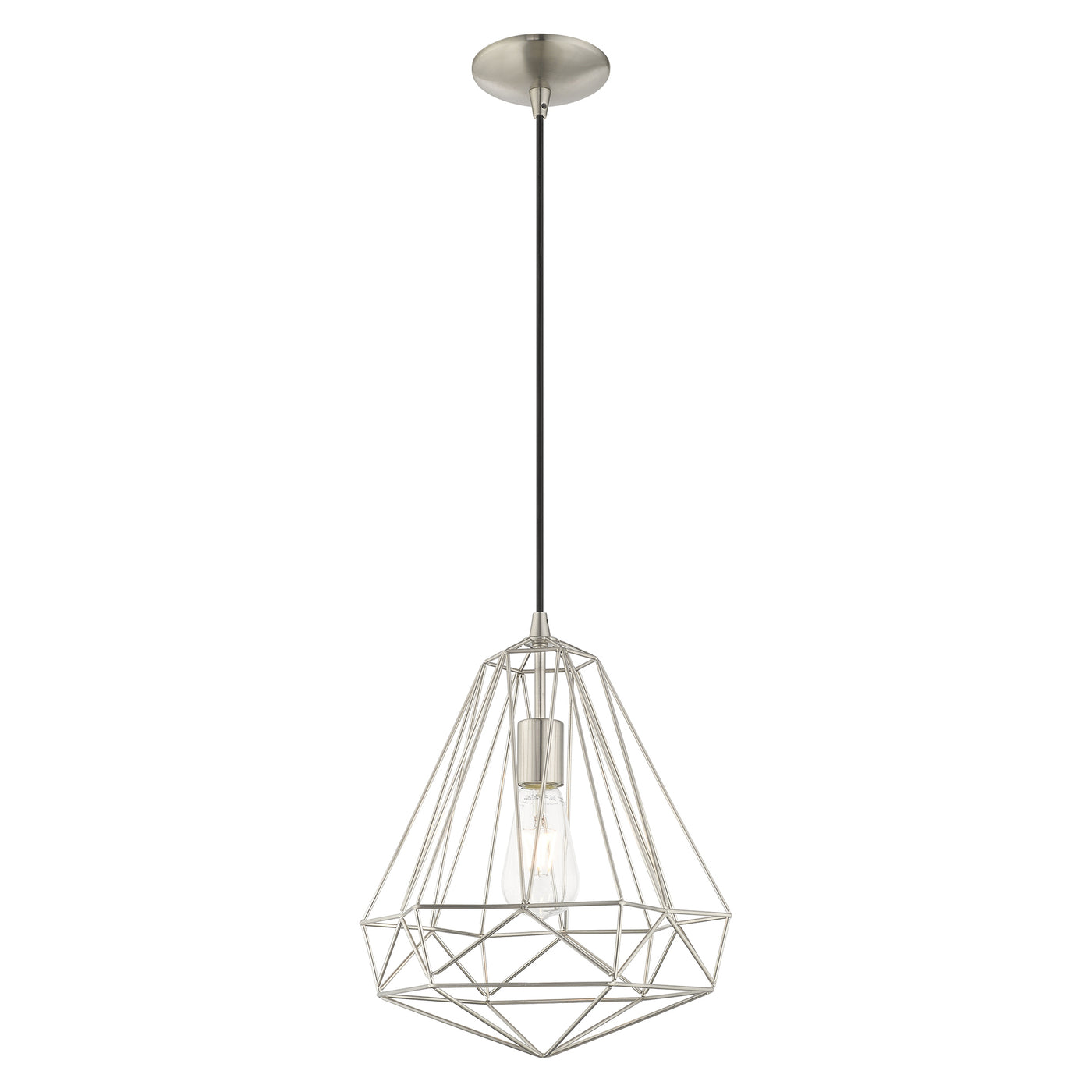 1 Light Brushed Nickel Single Pendant Pendant Livex