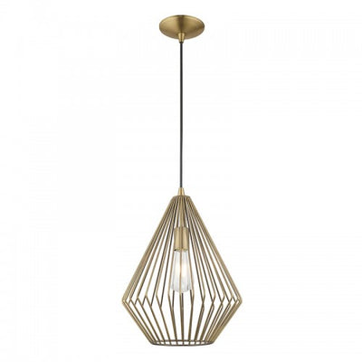 1 Light Antique Brass Single Pendant Pendant Livex