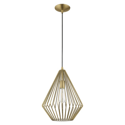 1 Light Antique Brass Single Pendant Pendant Livex