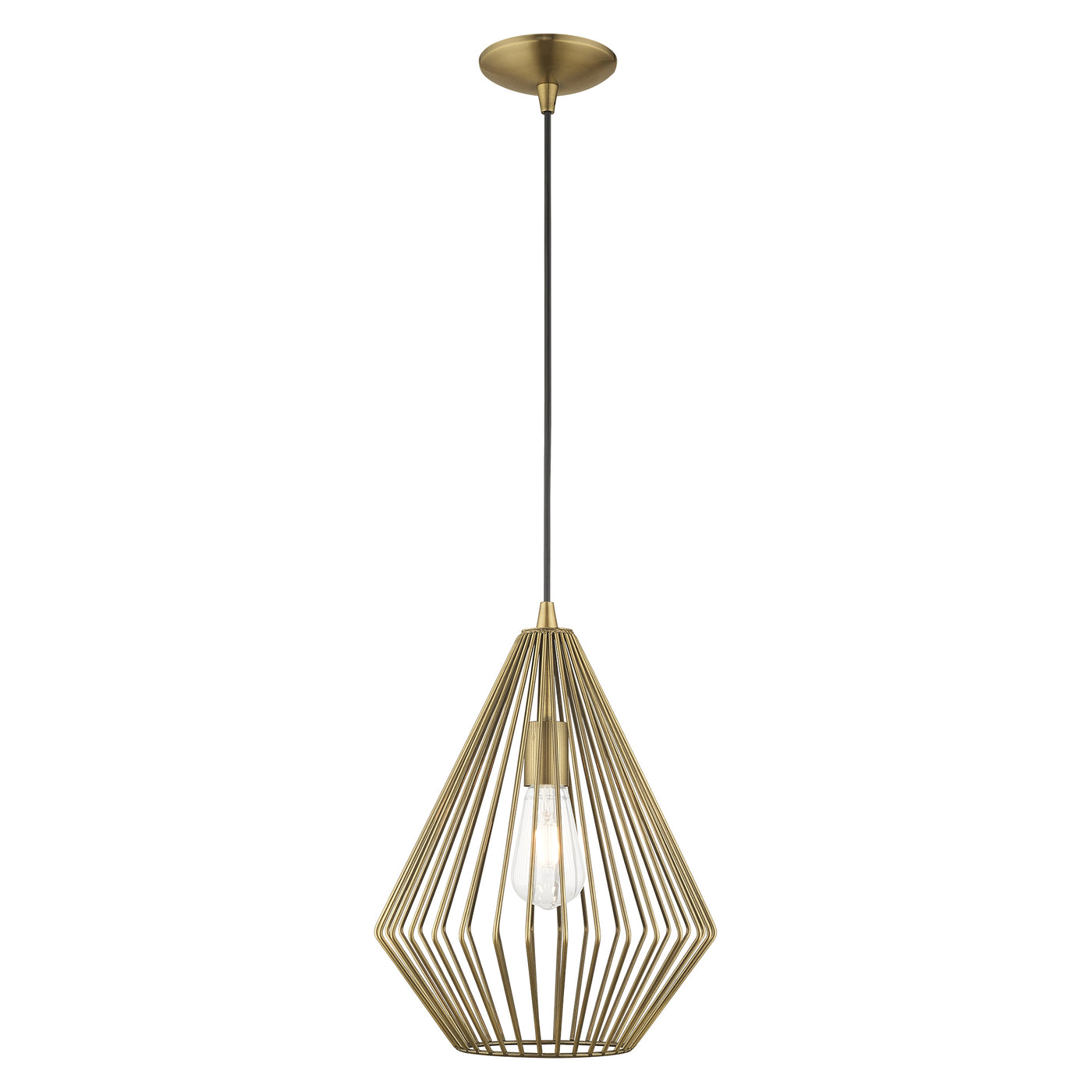 1 Light Antique Brass Single Pendant Pendant Livex