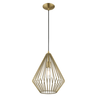 1 Light Antique Brass Single Pendant Pendant Livex