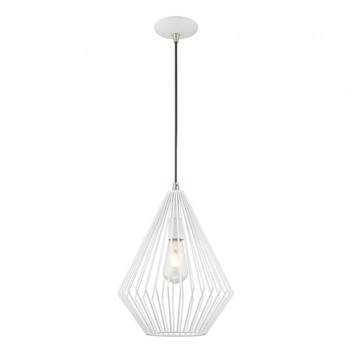 1 Light White Single Pendant Pendant Livex