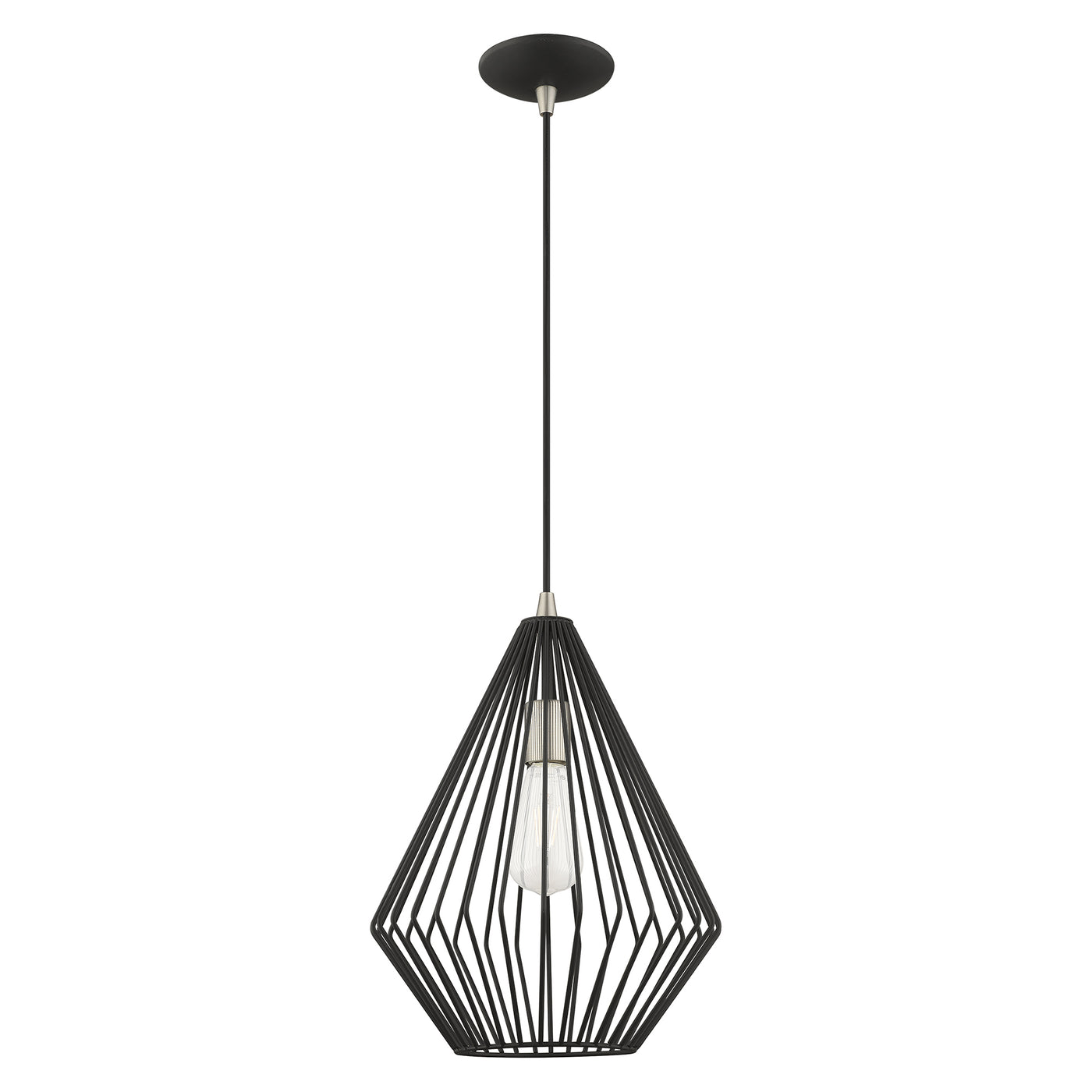 1 Light Black Single Pendant Pendant Livex