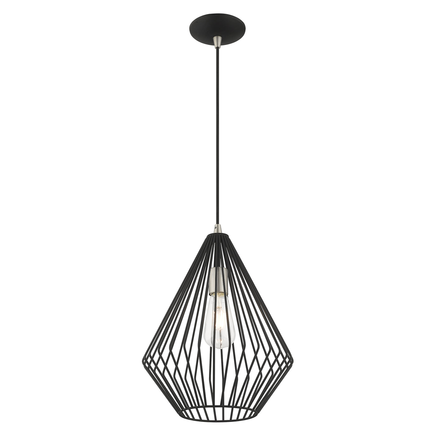 1 Light Black Single Pendant Pendant Livex