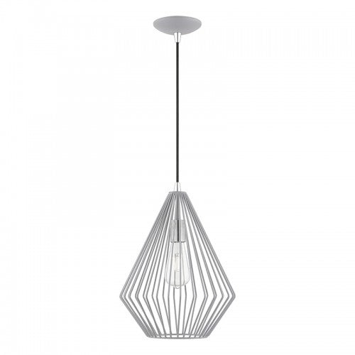 1 Light Nordic Gray with Polished Chrome Accents Pendant Pendant Livex