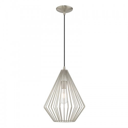 1 Light Brushed Nickel Single Pendant Pendant Livex