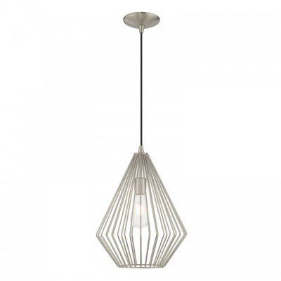 1 Light Brushed Nickel Single Pendant Pendant Livex