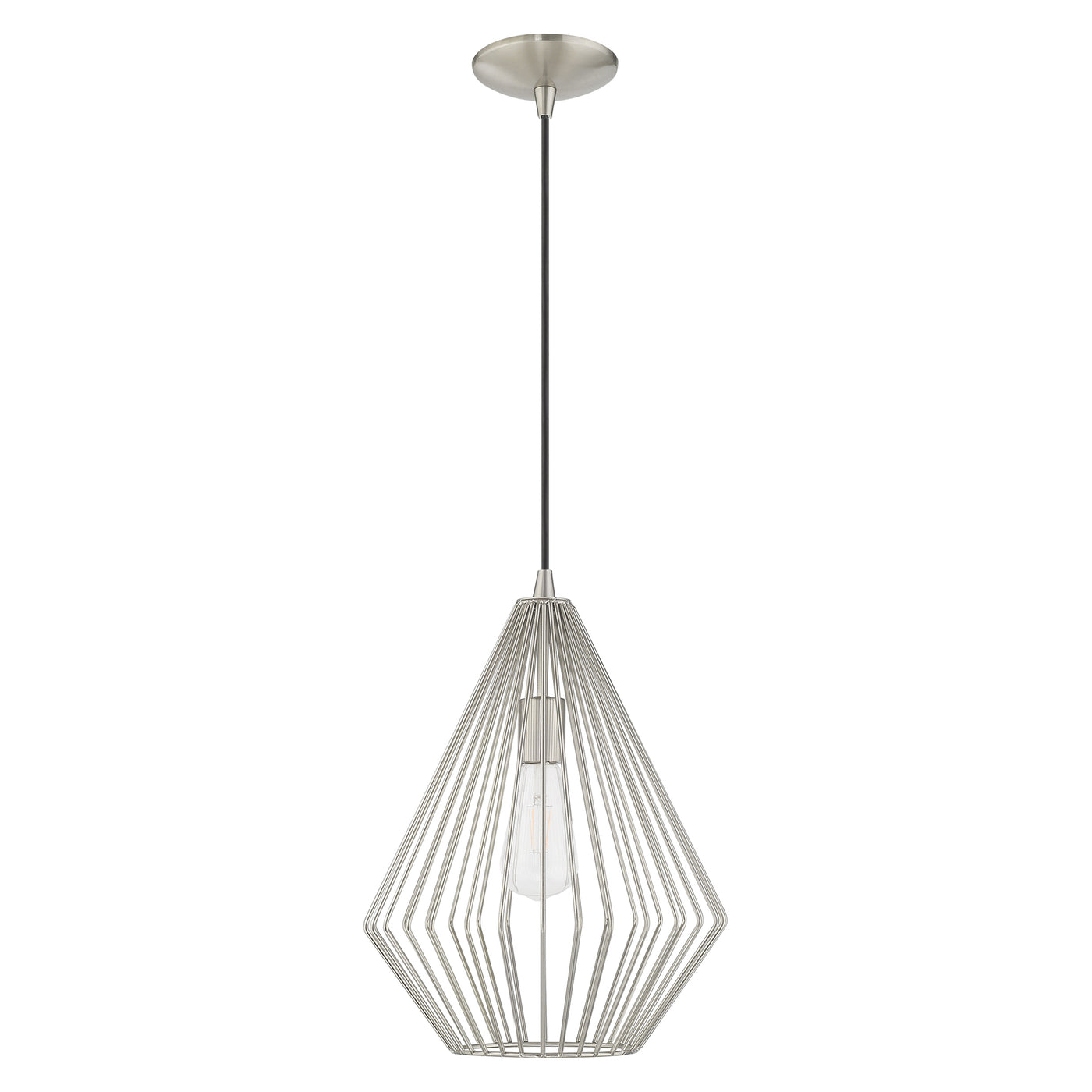 1 Light Brushed Nickel Single Pendant Pendant Livex