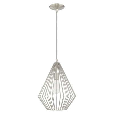 1 Light Brushed Nickel Single Pendant Pendant Livex