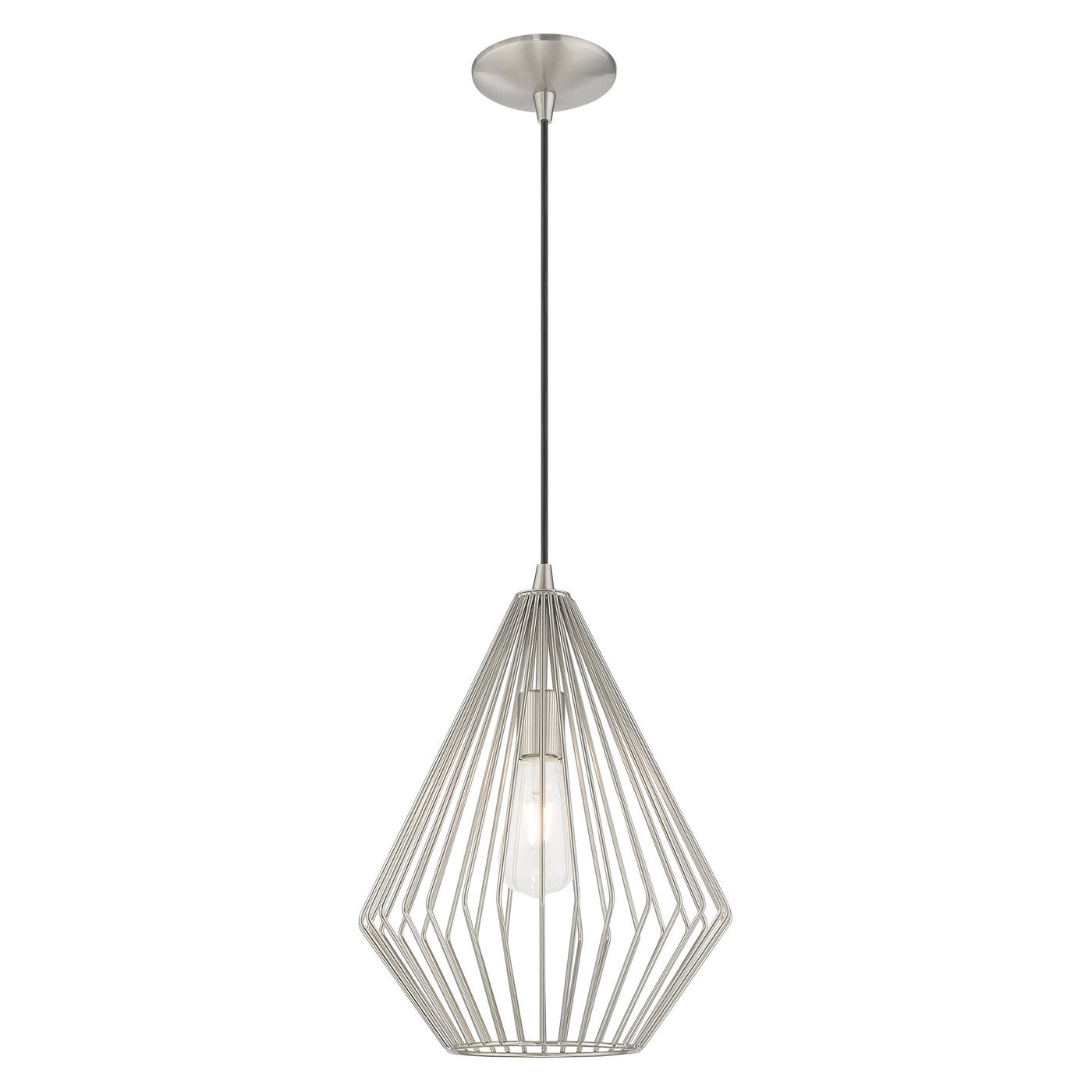 1 Light Brushed Nickel Single Pendant Pendant Livex