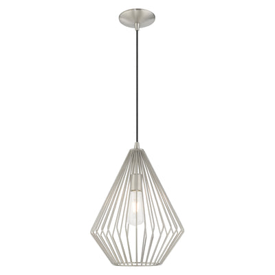 1 Light Brushed Nickel Single Pendant Pendant Livex