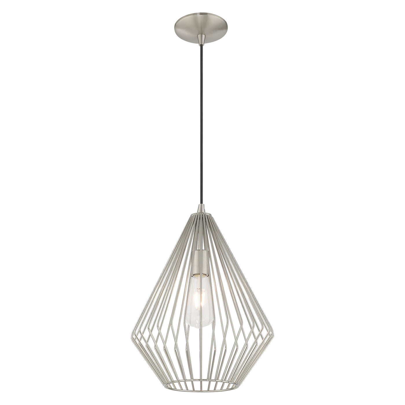 1 Light Brushed Nickel Single Pendant Pendant Livex