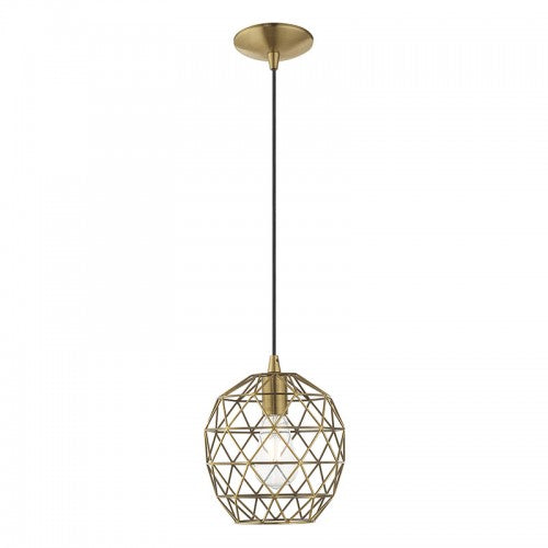 1 Light Antique Brass Single Pendant Pendant Livex