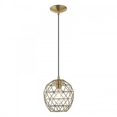 1 Light Antique Brass Single Pendant Pendant Livex